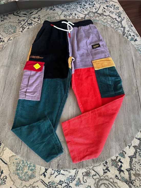 Coursemys Other - Colorblock Corduroy Cargo Pants - Multicolor